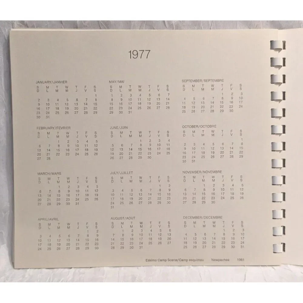 1976 Inuit Calendar Planner Settlements Habitations Artist Engagement Canada Vtg